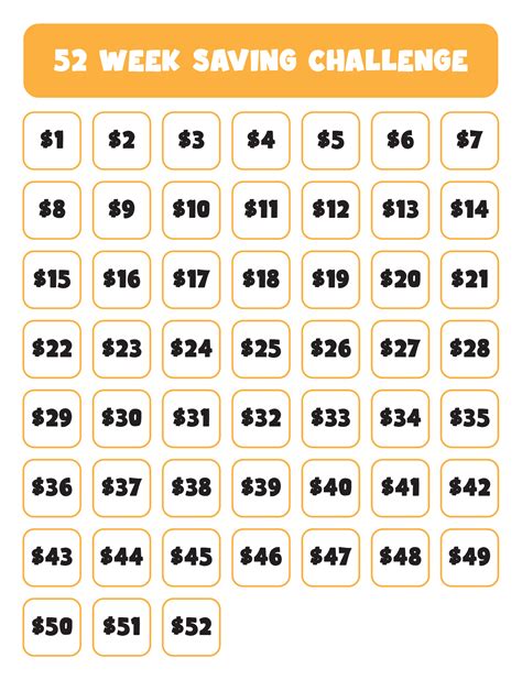 52 Week Saving Chart - 13 Free PDF Printables | Printablee