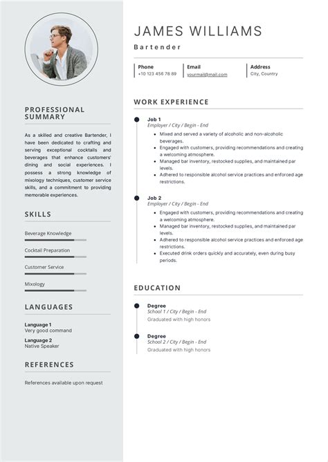 Bartender Resume Templates That Will Get You A Job