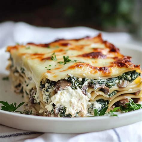 Homemade White Lasagna with Mushrooms and Spinach Recipe - Quickie Recipe