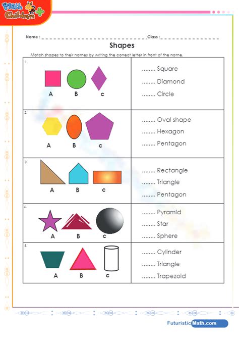 Math Shapes Worksheet 的图像结果