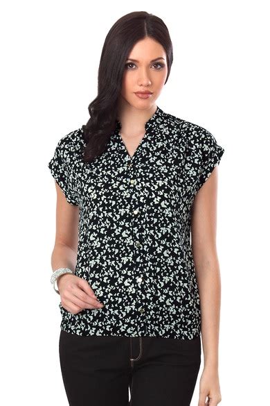 Buy Women Black Print Cap Sleeves Casual Online - 18354 | Van Heusen