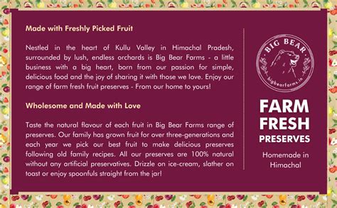 Big Bear Farms fresh fruit jam - 350gm net (Apricot Jam) : Amazon.in ...