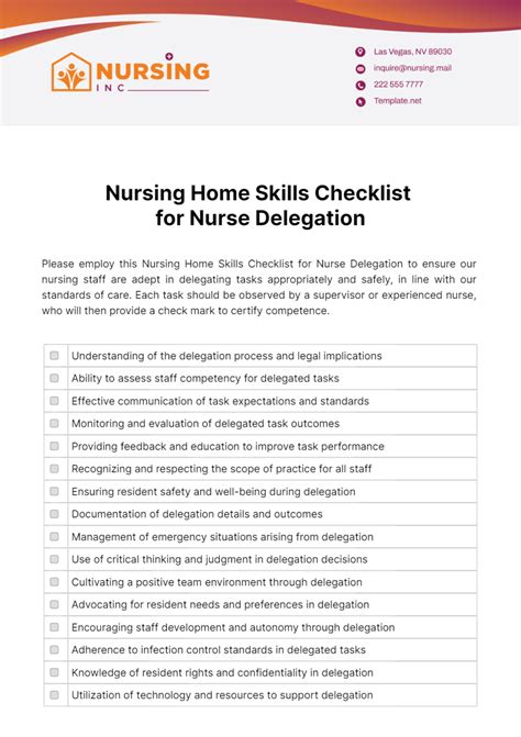 Free Nursing Home Checklist Templates, Editable and Printable