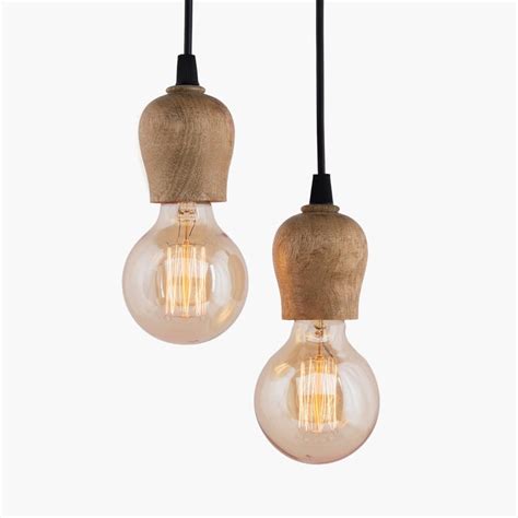 Buy HOMESAKE Wooden Set of 2 Pendant Bulb Holders from Homesake at just ...