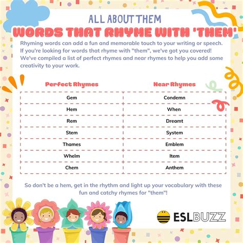 Words that Rhyme with Them to Master English Rhyming - ESLBUZZ