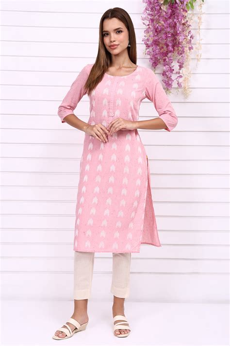 Buy Pink Geometric Printed Rayon Straight Kurta Online for Woman | Shop ...