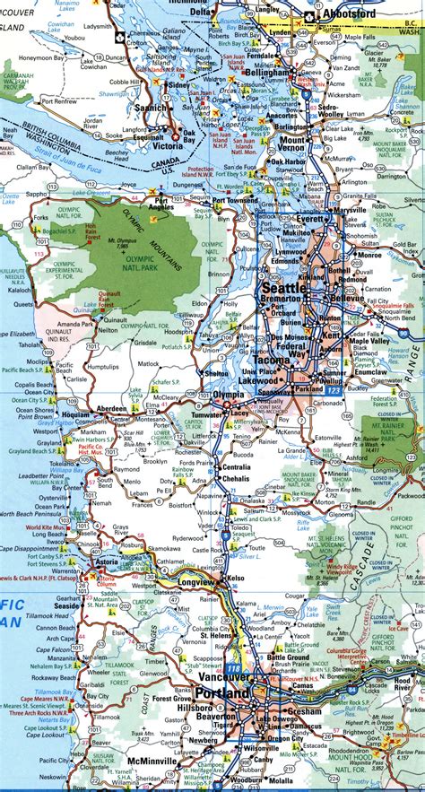 Map I-5 Interstate Highway California Oregon Washington route interchange exit numbers - US
