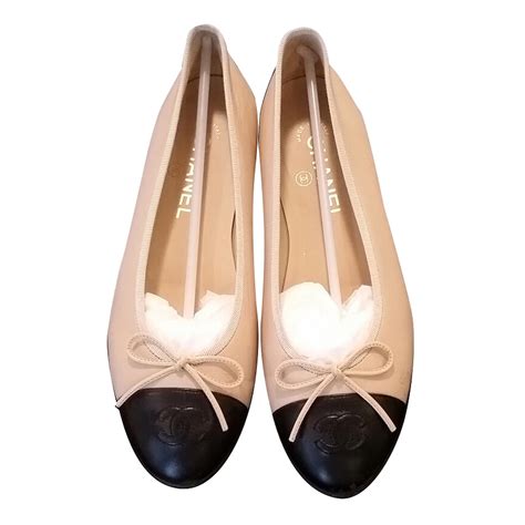 Chanel Chanel Beige/Black Two-Tone Ballerina Flats Ballet flats Leather ...