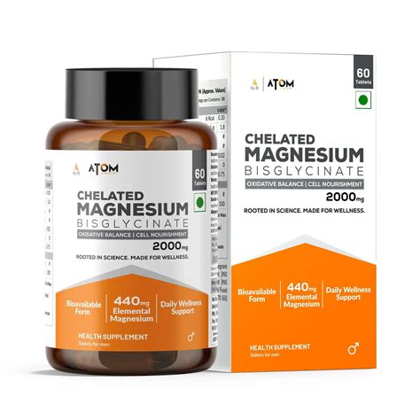 Buy AS-IT-IS ATOM Magnesium Bisglycinate, 440mg Elemental Mg - 60 ...