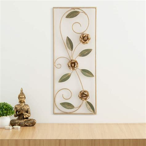 Home Centre Metal Wall Art, Gold, Floral, Standard : Amazon.in: Home ...