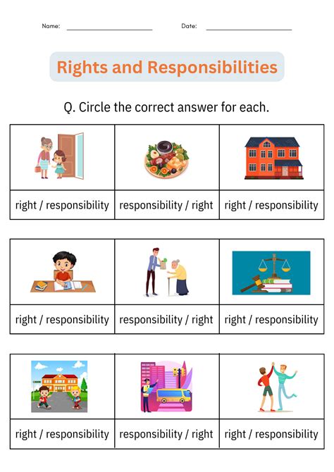 Rights and Responsibilities of Citizens Activities Worksheets for ...