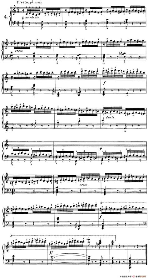 40首车尔尼Op.299钢琴快速练习曲钢琴谱（NO.4）_器乐乐谱_中国曲谱网