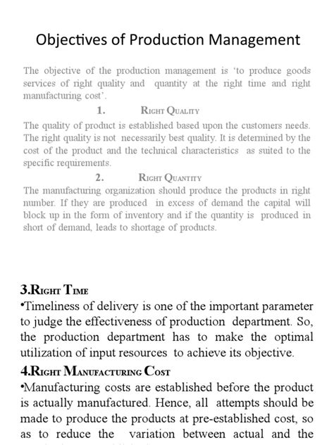 Image result for Production Objectives Examples