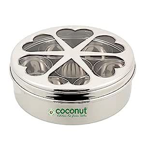 Buy coconut Stainless Steel Flora Indian Spice Container/Masala Box ...