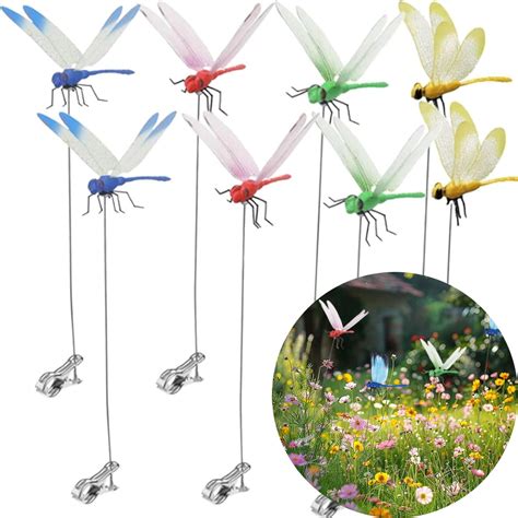 8 Pack Dragonfly Clip Bug Repellent - 3D Realistic Dragonfly Garden ...