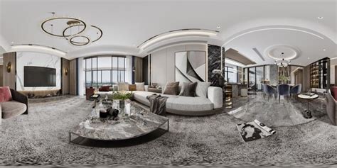 Luxury modern apartment 360 degrees view | Premium Photo