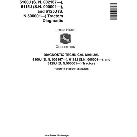 TM804619 John Deere 6100J, 6115J, 6125J Tractor Pdf Diagnostic Technic ...