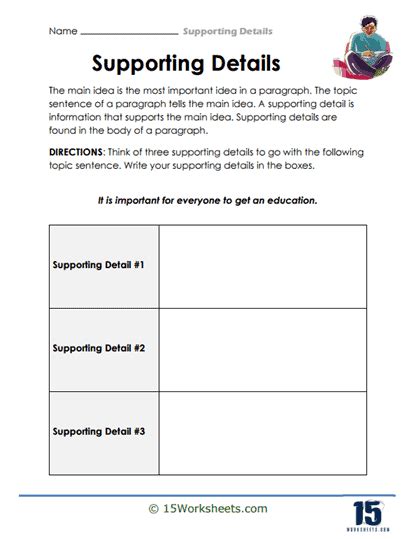 Supporting Details Worksheets - 15 Worksheets.com