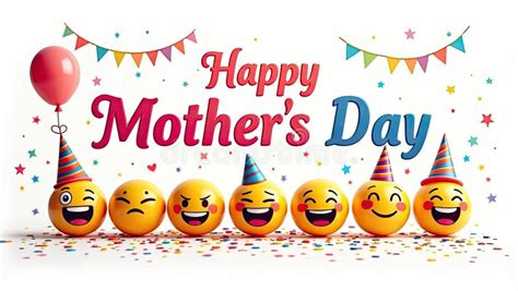 Joyful Emojis Celebrate Happy Mother S Day with Colorful Balloons Stock ...