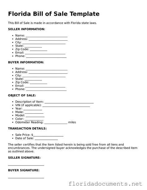 Download Florida Bill of Sale Form Florida Documents