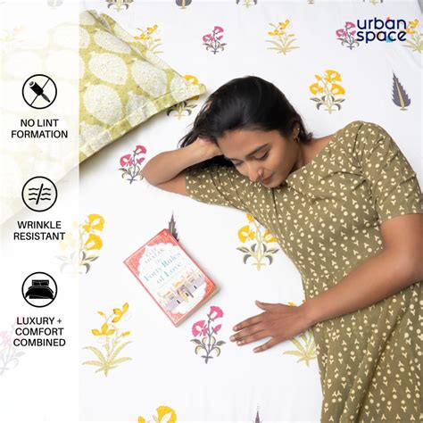 Urban Space 200 TC 100% Combed Cotton Double Bedsheet with 2 Pillow ...