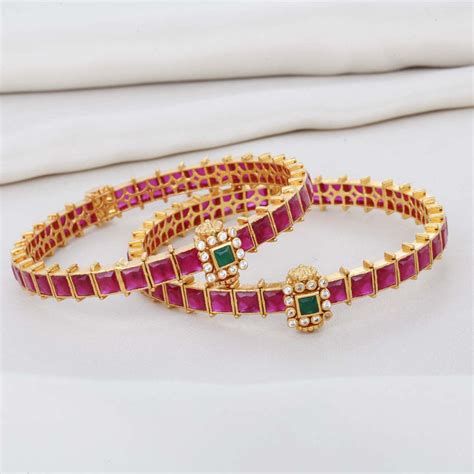 Gold Plated Silver Bangles with Stone | Silver Navarathana Stone ...