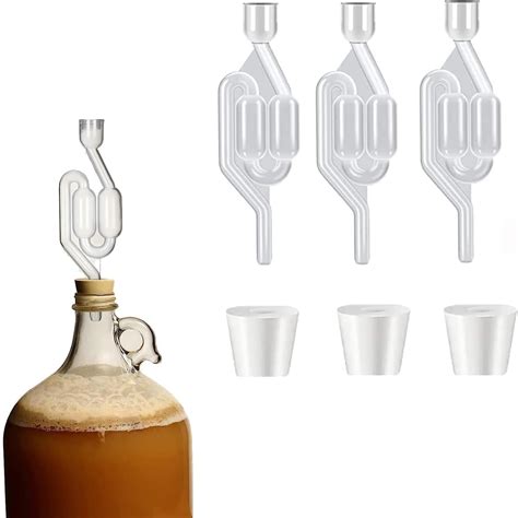Buy ALMEKAQUZ 3 Pack S-Shape Airlock for Fermentation with Drilled Air ...