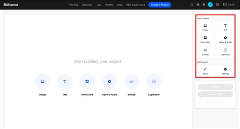 How to Use Behance Create a Project 的图像结果
