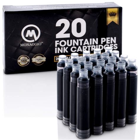 Vivid Black Ink Cartridges for Fountain Pens. Amazing Big Pack of 20 ...