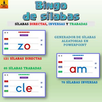 Bingo de sílabas completo (directas, inversas y trabadas) y generador ...