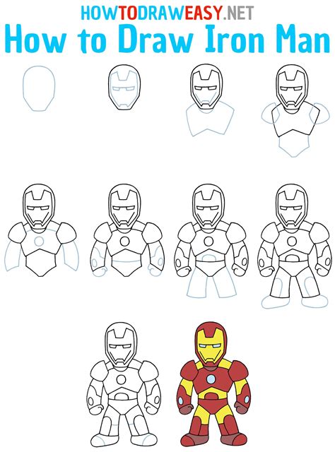 How to Draw Iron Man Step by Step - Draw for Kids
