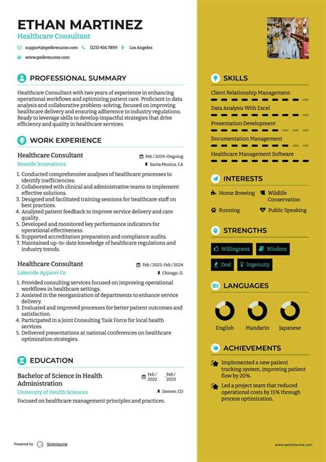 10+ Healthcare Consultant Resume Samples & Templates for 2025