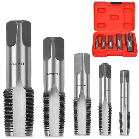 5-Piece NPT Pipe Tap Set, Precision Carbon Steel NPT Tap Set for Clean ...