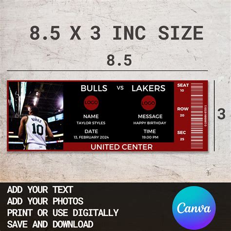 Custom Basketball Tickets | Printable Basketball Tickets Canva Template ...