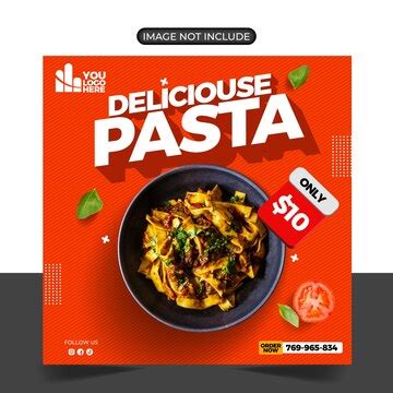 Pasta social media promotion and instagram banner post design template ...