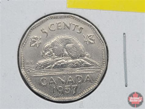 Canada Five Cent 1957 Bug Tail (SEE PICS!)