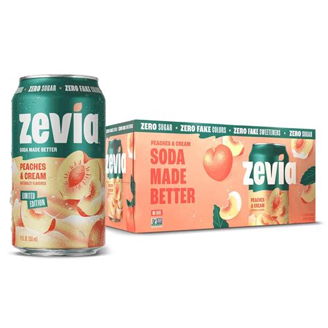 Amazon.com : Zevia Zero Sugar Soda, Peaches and Cream, 12 oz Cans (8 ...