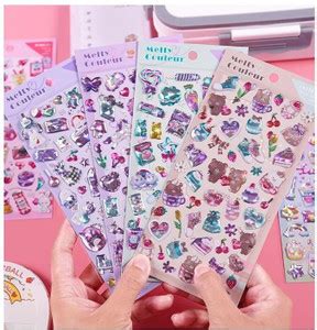 WHITE POPCORN 20 cm 3D Stickers for Girls, Aesthetic Sticker (Pack of 6 ...