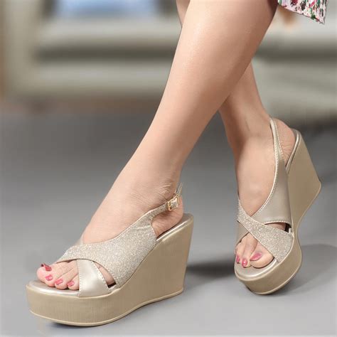 Women's Glitter Slingback Wedge Sandals With Buckle – Carlton London Online