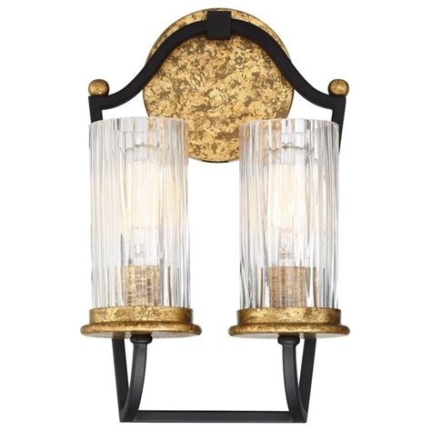 Minka Lavery Posh Horizon 8.5-in W 2-Light Sand Black with Gold Leaf ...