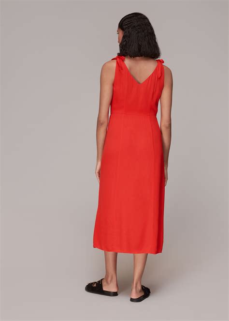 Red Hanna Tie Shoulder Dress | WHISTLES | Whistles UK