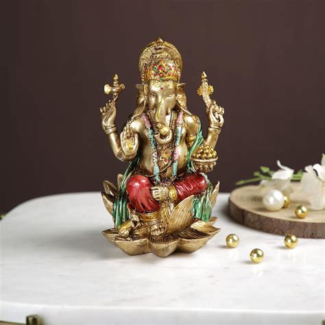 Buy CraftVatika Resin Lord God Ganesh Statue (Multicolour, 7 x 4.5 ...