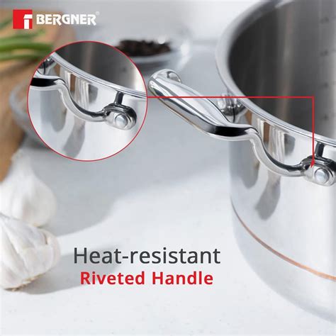 Buy BERGNER Argent 5cx Silver Solid Stainless Steel Casserole with Lid ...