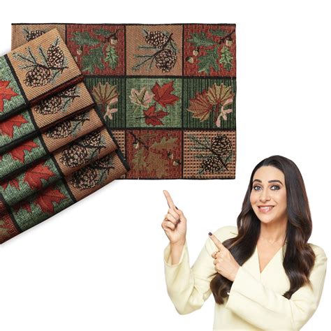 Buy HOKIPO Cotton Jacquard Placemats Set of 6 (12x18 Inches) (IN-530-D6 ...