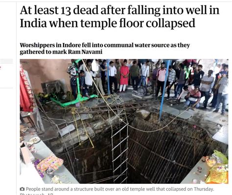 印度一寺庙地板突然坍塌，众信徒掉进下方深井致13死 | 极目新闻