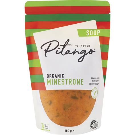 Calories in Pitango Organic Minestrone Soup calcount