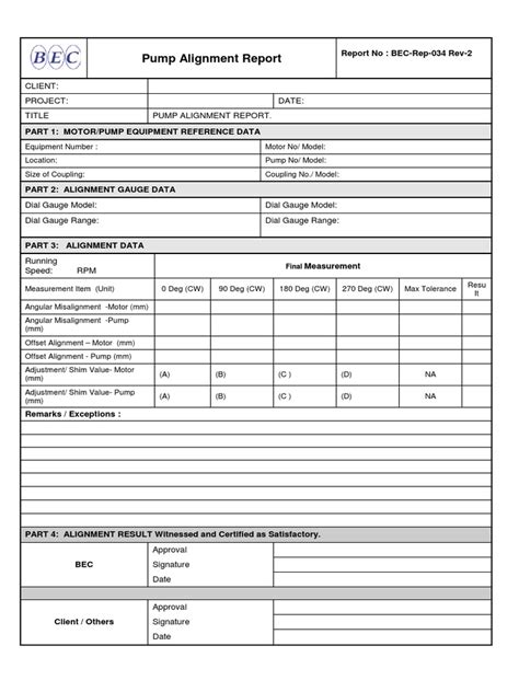 Image result for Pump Alignment Sign Off Sheet
