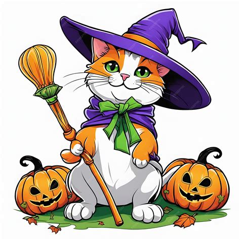 Premium AI Image | Cute Halloween Cat Clipart
