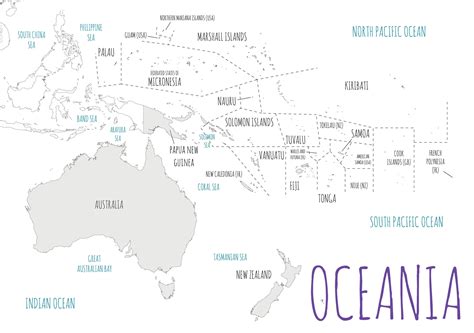 Map Of Oceania Black And White
