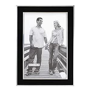 Malden International Designs Black Sleek with Silver Inside Border ...